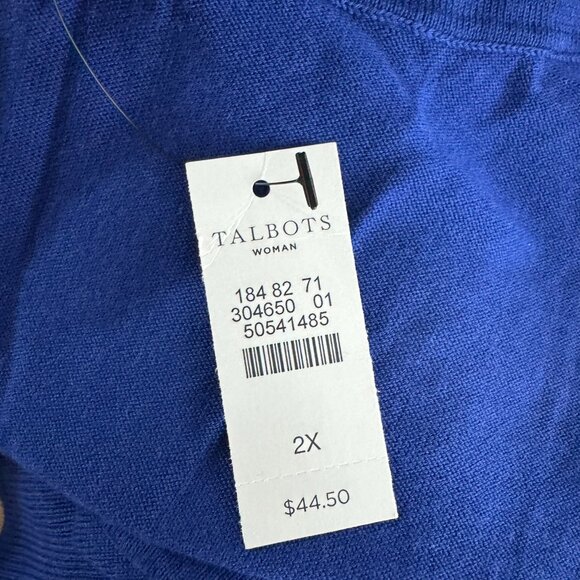 Talbots Tank Top Womens 2X Blue Cotton Rayon Solid Basic Sleeveless NWT TP-3581 - Picture 6 of 7